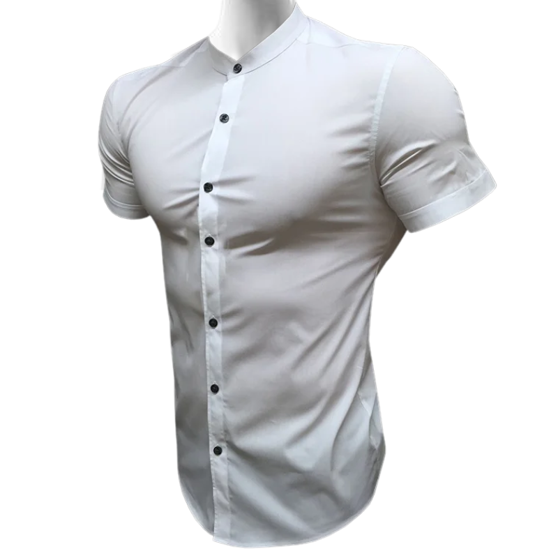 Trendy Summer Men’s Slim Fit Dress Shirt with Short Sleeves