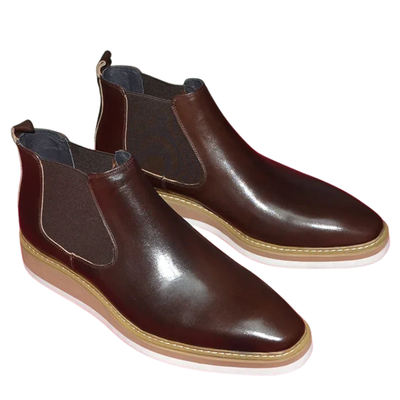 Men’s British Leather Slip-On High Top Chelsea Boots