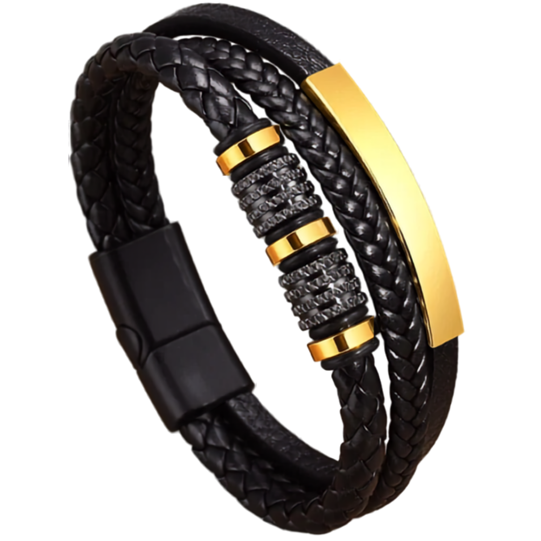 Personalized Triple-Woven Leather Bracelet for Men
