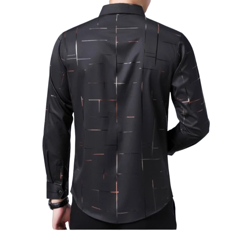 Stylish Long-Sleeve Business Top Men’s Wrinkle-Free Printed Shirt