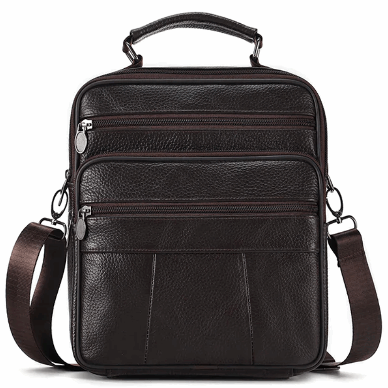 Sling Satchel Men's Genuine Leather Crossbody Bag for iPad,