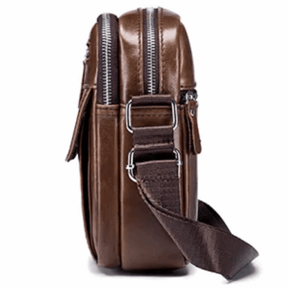 Genuine Leather Men's Shoulder Crossbody Bag Cowhide Casual Korean Style Student Handbag Small Commuter Messenger Bag