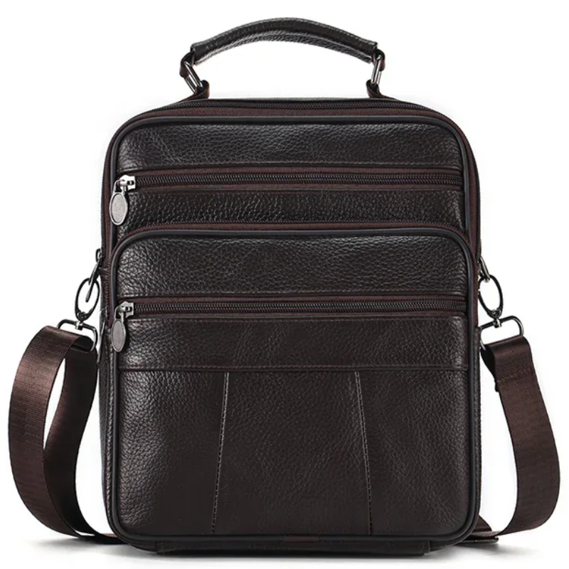 Sling Satchel Men's Genuine Leather Crossbody Bag for iPad,