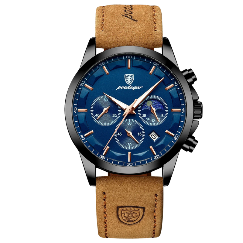 Waterproof & Leather Strap Luxury Men's Chronograph Watch