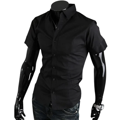 Korean Casual Summer Short Sleeve Men’s Slim Fit Dress Shirt