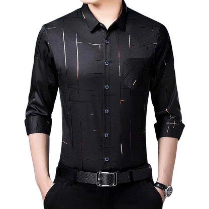 Stylish Long-Sleeve Business Top Men’s Wrinkle-Free Printed Shirt