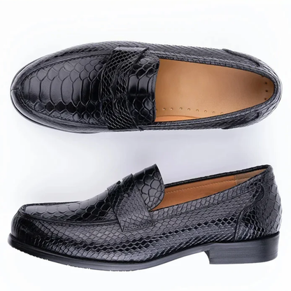 Men’s Casual Handmade Snake Print Leather Dress Shoes Loafers