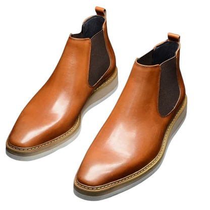 Men’s British Leather Slip-On High Top Chelsea Boots