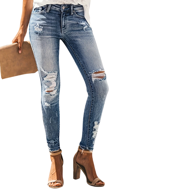 Nine-Point Fit High-Waist Slim Stretch Jeans for Women