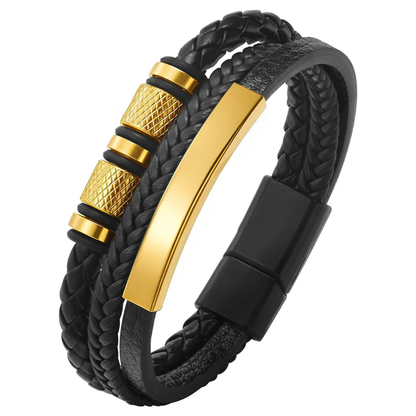 Personalized Triple-Woven Leather Bracelet for Men