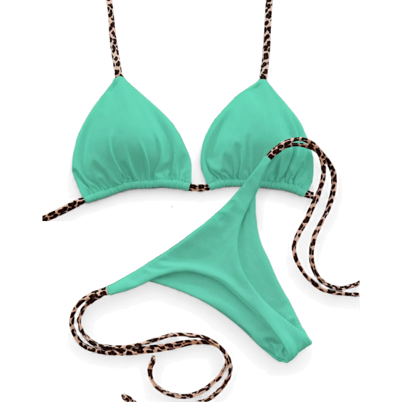 Leopard Print Thong Bikini Set – Bold Women’s Beach Swimwear
