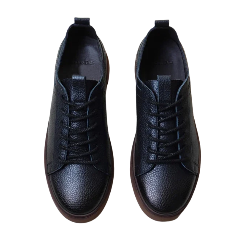 Autumn Men's Genuine Leather Lace-Up Skate Shoes with Thick Sole