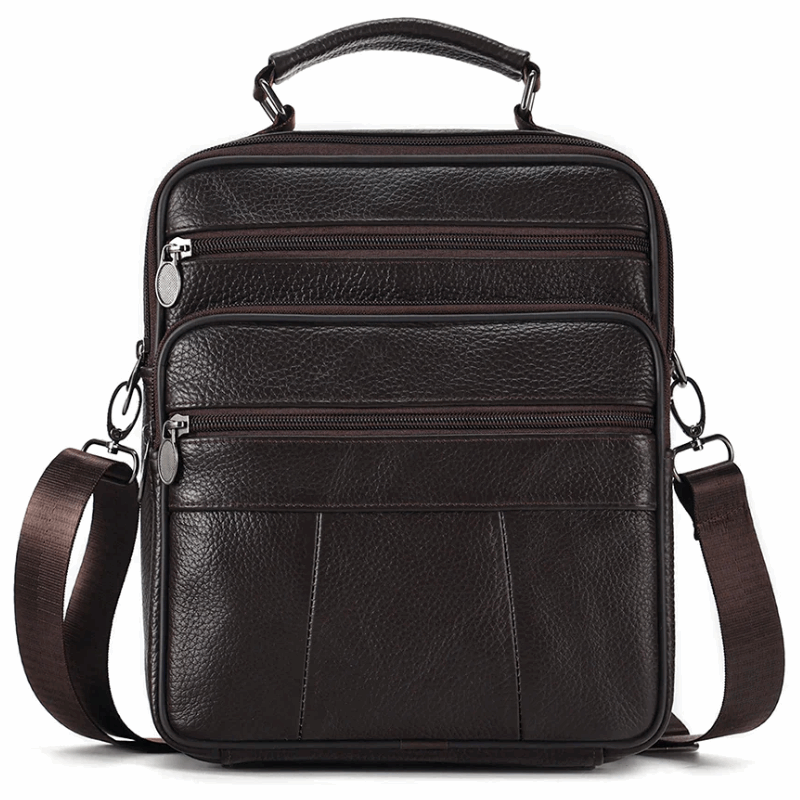 Sling Satchel Men's Genuine Leather Crossbody Bag for iPad,