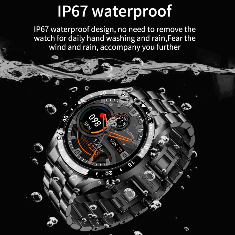 LIGE Men’s Steel Smartwatch Full Touch Bluetooth Call Waterproof