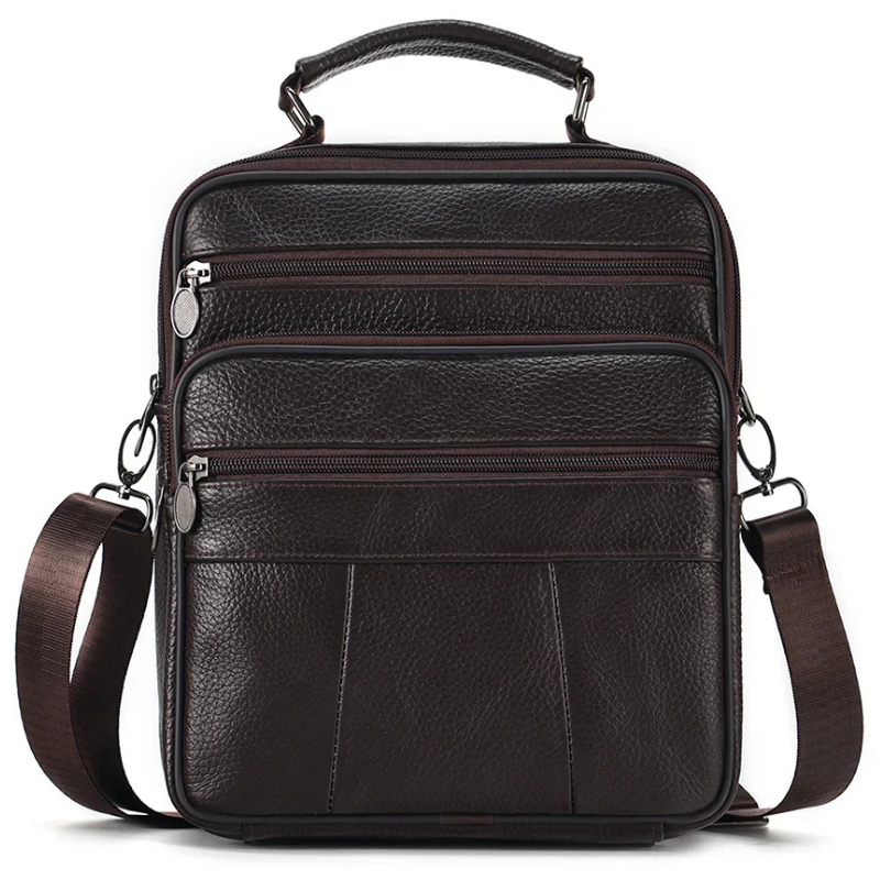 Sling Satchel Men's Genuine Leather Crossbody Bag for iPad,