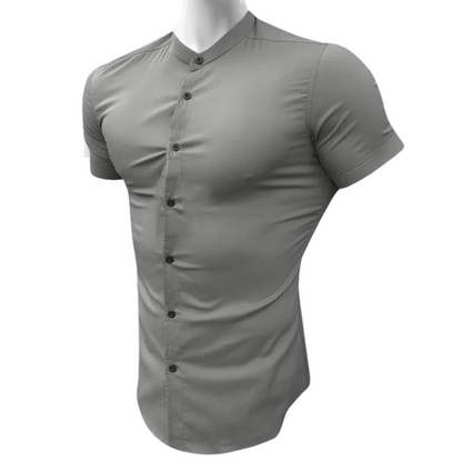 Trendy Summer Men’s Slim Fit Dress Shirt with Short Sleeves