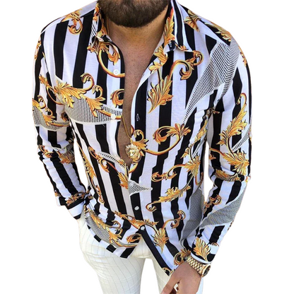 Multi-color Fashion Designer Striped Long Sleeve Street Shirt for Men