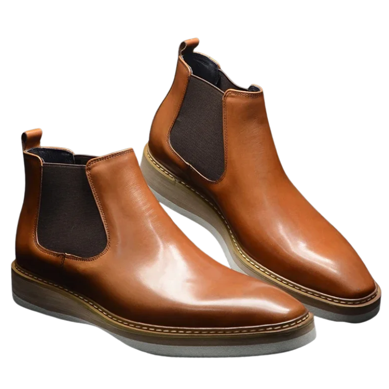 Men’s British Leather Slip-On High Top Chelsea Boots