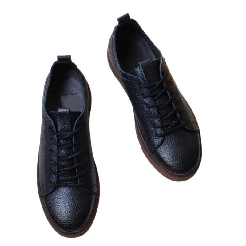 Autumn Men's Genuine Leather Lace-Up Skate Shoes with Thick Sole