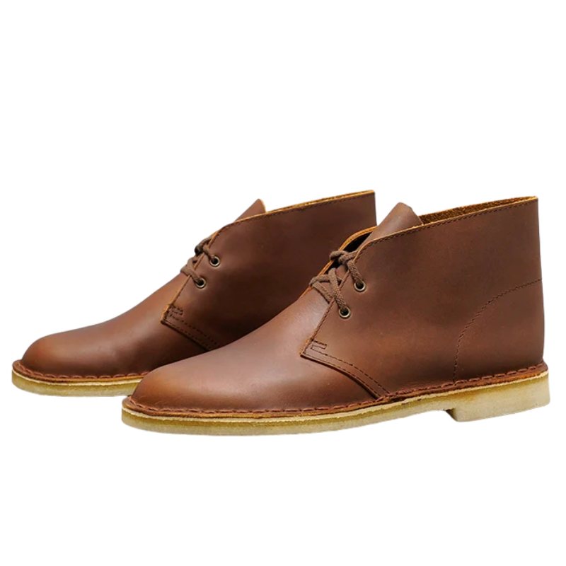 Men's Crazy Horse Leather Desert Boots with Rubber Sole