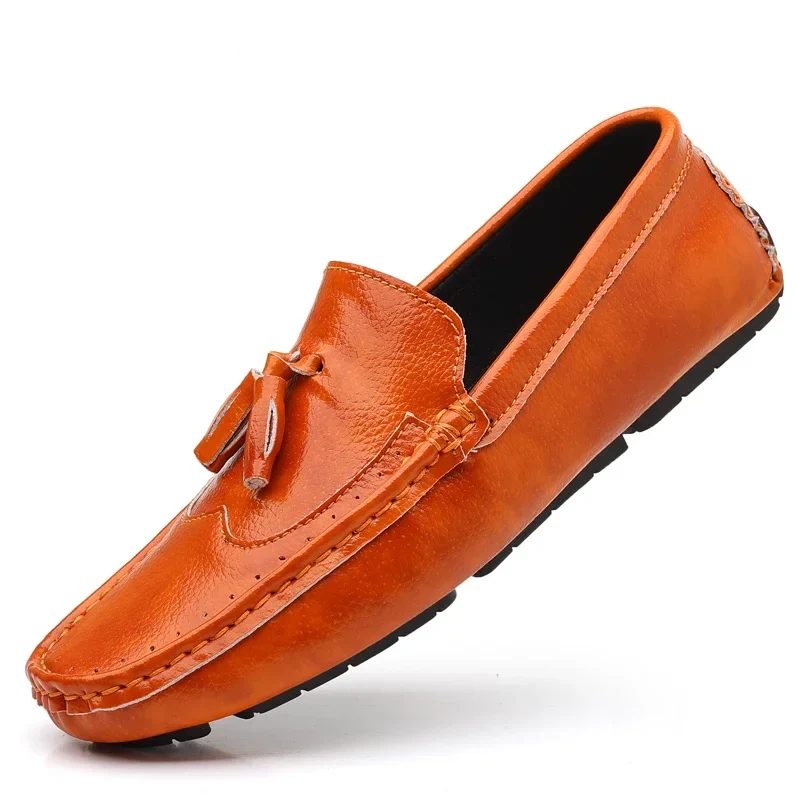 Breathable Slip-On Men’s Luxury Tassel Leather Loafers