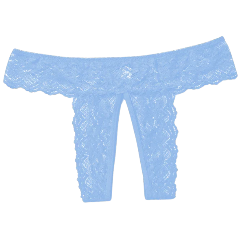 Sexy Lace Open Crotch Women’s Panties Solid Color Briefs