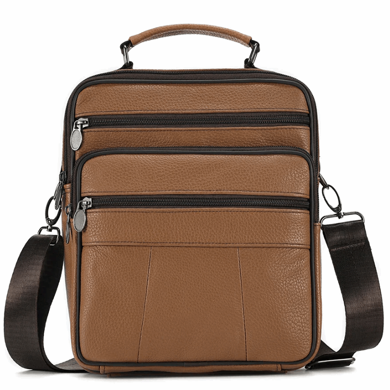 Sling Satchel Men's Genuine Leather Crossbody Bag for iPad,