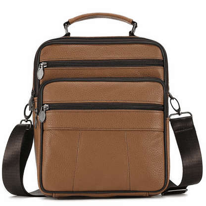 Sling Satchel Men's Genuine Leather Crossbody Bag for iPad,