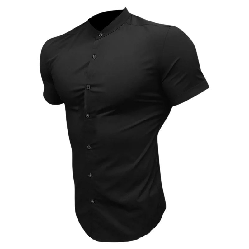 Trendy Summer Men’s Slim Fit Dress Shirt with Short Sleeves