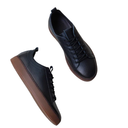 Autumn Men's Genuine Leather Lace-Up Skate Shoes with Thick Sole