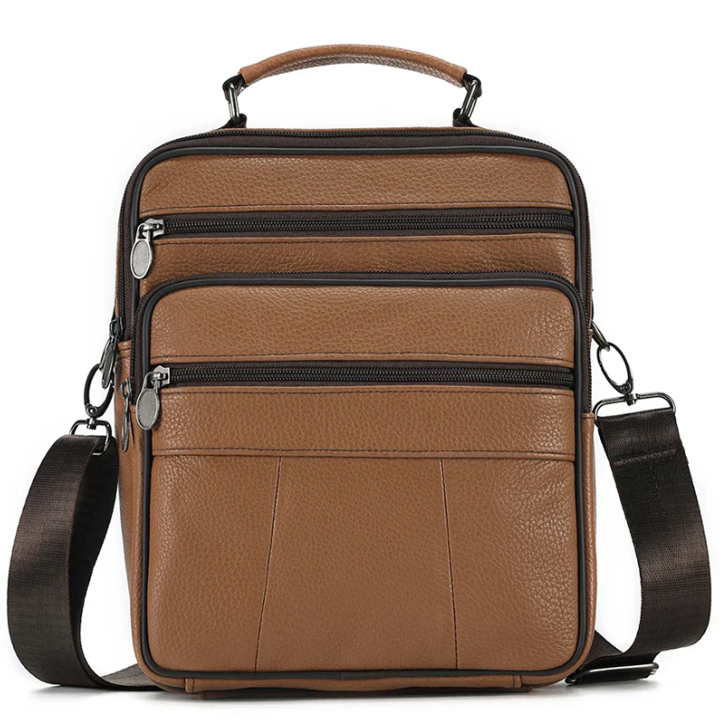 Sling Satchel Men's Genuine Leather Crossbody Bag for iPad,