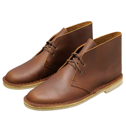 Men's Crazy Horse Leather Desert Boots with Rubber Sole
