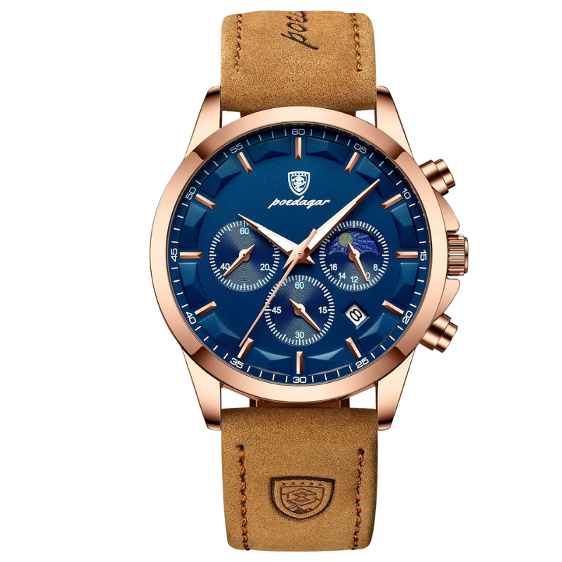 Waterproof & Leather Strap Luxury Men's Chronograph Watch