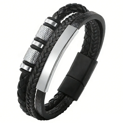Personalized Triple-Woven Leather Bracelet for Men