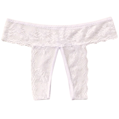 Sexy Lace Open Crotch Women’s Panties Solid Color Briefs