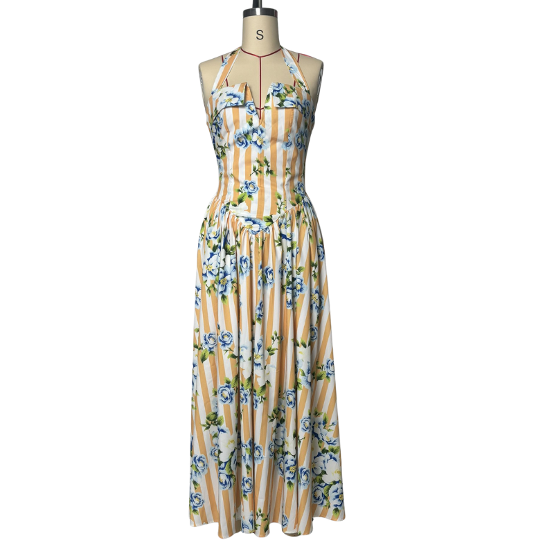 Floral Print Halter Neck Dress