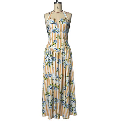 Floral Print Halter Neck Dress
