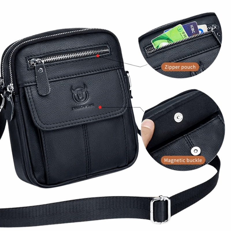 Korean Style Genuine Leather Men's Crossbody Messenger Bag