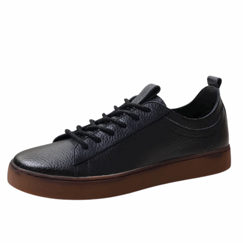 Autumn Men's Genuine Leather Lace-Up Skate Shoes with Thick Sole