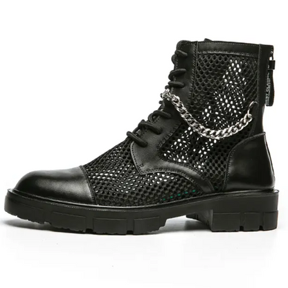Stylish Casual Dress Men's Summer Mesh Lace-Up Boots