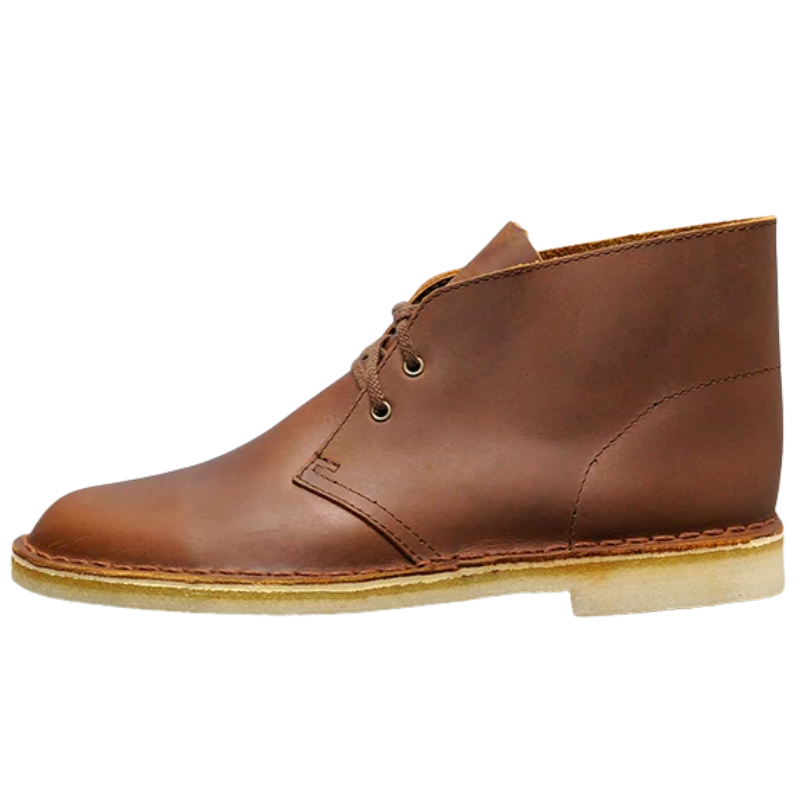 Men's Crazy Horse Leather Desert Boots with Rubber Sole