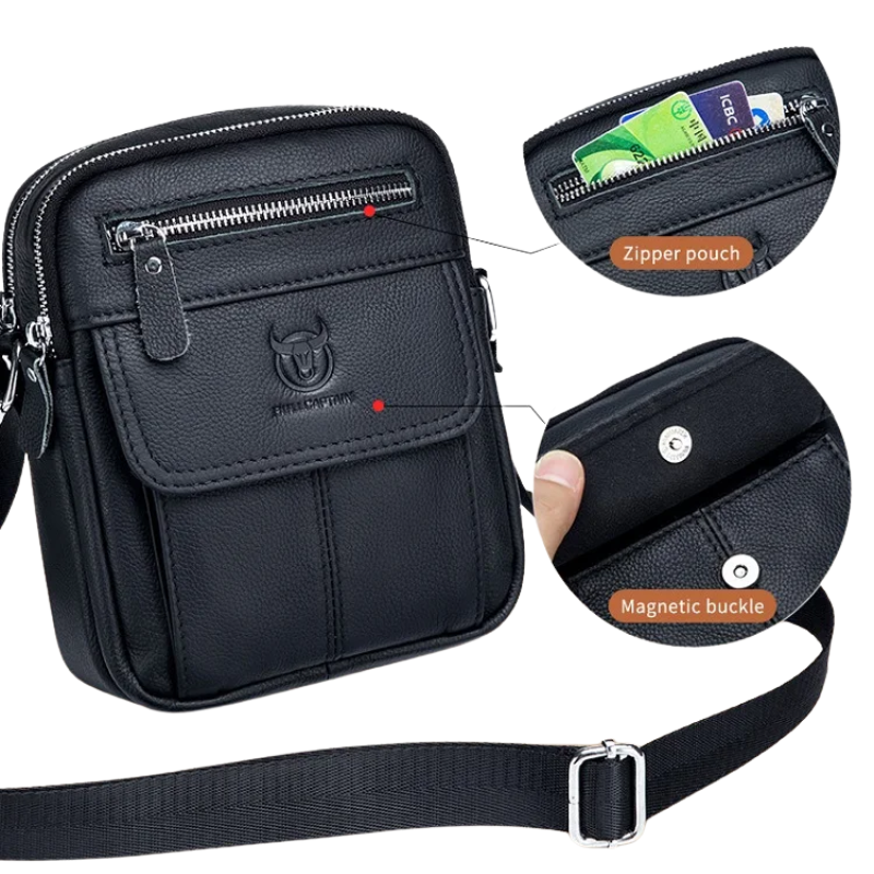 Korean Style Genuine Leather Men's Crossbody Messenger Bag