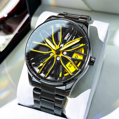 Waterproof Sport Rim Quartz OLEVS Luxury Wheel Watch for Men
