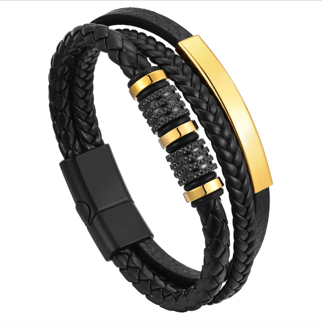 Personalized Triple-Woven Leather Bracelet for Men