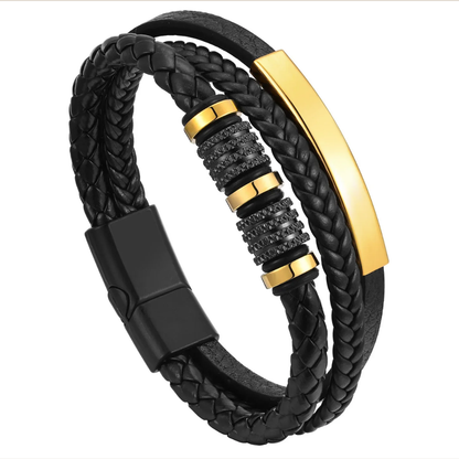 Personalized Triple-Woven Leather Bracelet for Men
