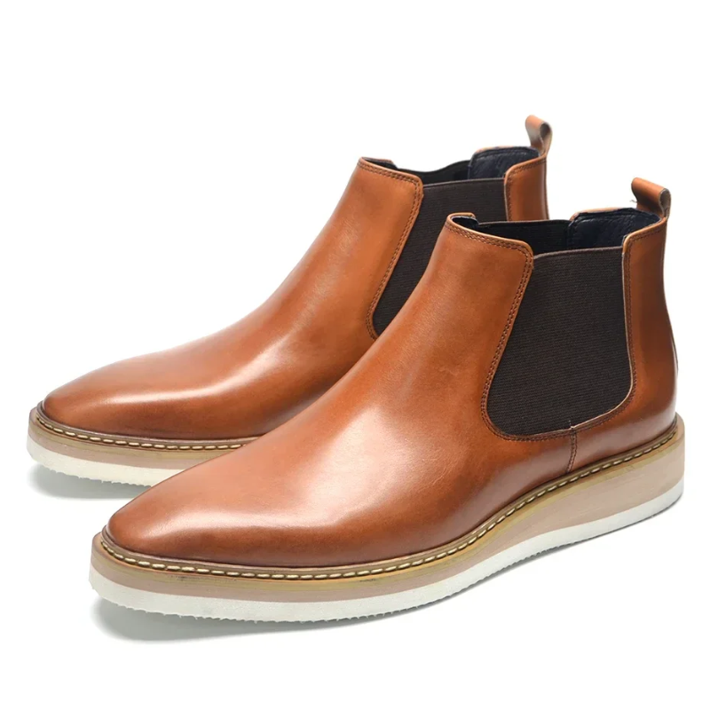Men’s British Leather Slip-On High Top Chelsea Boots
