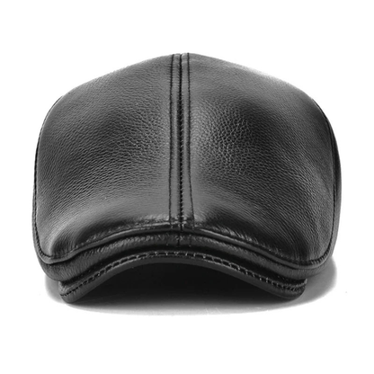 Warm & Stylish Men’s Winter Leather Beret Hat with Ear Flaps
