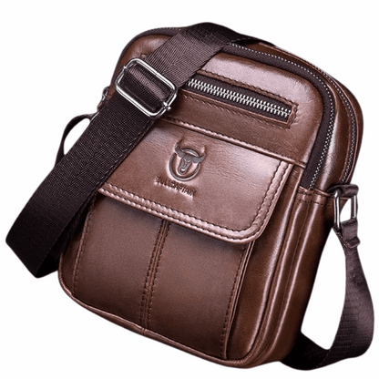 Genuine Leather Men's Shoulder Crossbody Bag Cowhide Casual Korean Style Student Handbag Small Commuter Messenger Bag