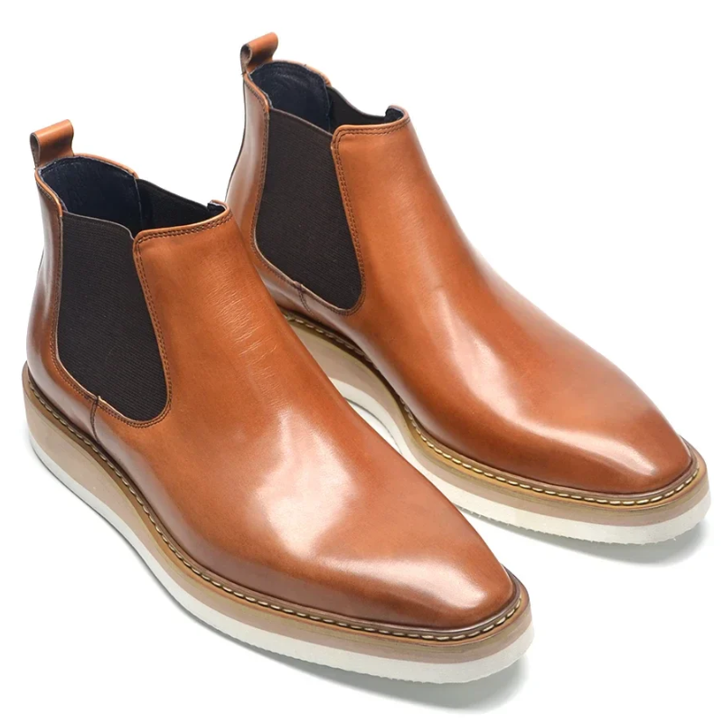 Men’s British Leather Slip-On High Top Chelsea Boots