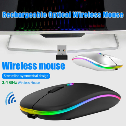 Ultra-Thin Silent Wireless Mouse 2.4G USB Rechargeable for Laptop